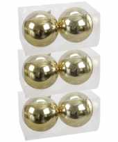 6x grote kunststof kerstballen goud 15 cm