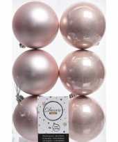 6x licht roze kerstballen 8 cm glanzende matte kunststof plastic kerstversiering