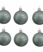 6x mintgroene kerstballen 8 cm glanzende glas kerstversiering