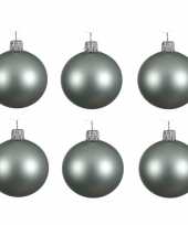 6x mintgroene kerstballen 8 cm matte glas kerstversiering