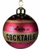 6x roze glazen kerstballen i believe in cocktails 8 cm