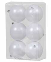 6x witte kerstballen 10 cm matte kunststof plastic kerstversiering