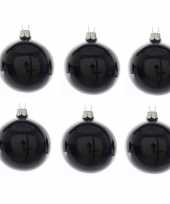 6x zwarte kerstballen 6 cm glanzende glas kerstversiering