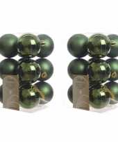 72x donkergroene kerstballen 6 cm glanzende matte kunststof plastic kerstversiering