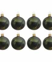 8x donkergroene kerstballen 10 cm glanzende glas kerstversiering