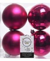8x fuchsia roze kerstversiering kerstballen kunststof 10 cm