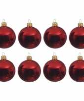 8x kerst rode kerstballen 10 cm glanzende glas kerstversiering