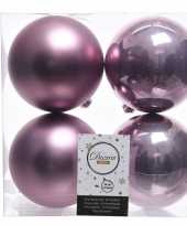 8x lila paarse kerstversiering kerstballen kunststof 10 cm