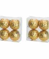 8x luxe gouden kunststof kerstballen 8 cm kerstboomversiering