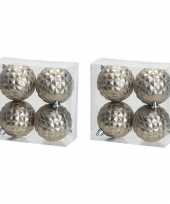 8x luxe zilveren kunststof kerstballen 8 cm kerstboomversiering