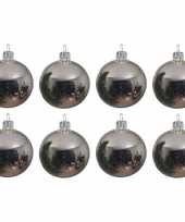 8x zilveren kerstballen 10 cm glanzende glas kerstversiering