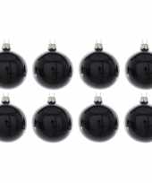 8x zwarte kerstballen 10 cm glanzende glas kerstversiering