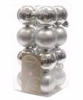 Ambiance christmas zilveren kerstversiering kleine kerstballen pakket 16 stuks