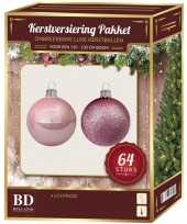 Complete kerstballen set lichtroze voor 120 cm kerstboom