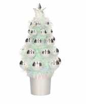 Complete mini kunst kerstboompje kunstboompje zilver met kerstballen 20 cm