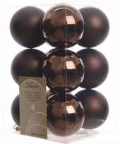 Cosy christmas bruine kerstversiering kerstballen pakket 12 stuks