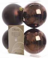 Cosy christmas bruine kerstversiering kerstballen pakket 4 stuks