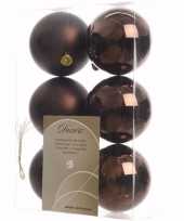 Cosy christmas bruine kerstversiering kerstballen pakket 6 stuks