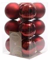 Cosy christmas donker rode kerstversiering kerstballen pakket 12 stuks