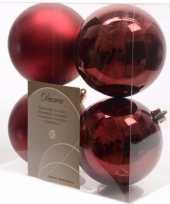 Cosy christmas donker rode kerstversiering kerstballen pakket 4 stuks