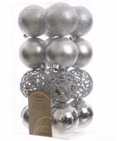 Elegant christmas zilveren kerstversiering kerstballen pakket 16 stuks