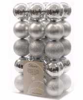 Elegant christmas zilveren kerstversiering kerstballen pakket 30 stuks