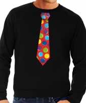 Foute kersttrui stropdas met kerstballen print zwart voor heren