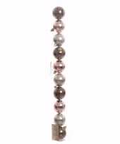 Glamour christmas bruine roze zilveren kerstversiering glanzende kerstballen pakket 10 stuks