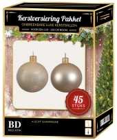 Kerstballen met ster piek set licht parel champagne voor 120 cm kerstboom 10170376