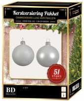 Kerstballen met ster piek set winter wit voor 120 cm kerstboom 10170439
