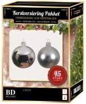 Kerstballen met ster piek set zilver voor 120 cm kerstboom 10170367