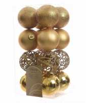 Kerstballen pakket glitter goud 6 cm