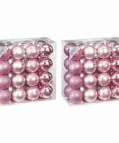 Kerstballenset mix roze 64 delig 7 cm
