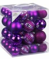 Kerstballenset paars 50 delig