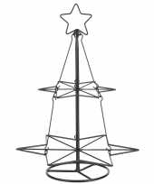 Metalen decoratie kerstboom zwart 40 cm kerstballen standaard rekje