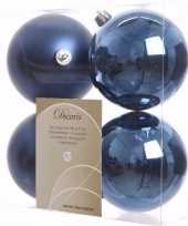 Mystic christmas blauwe kerstversiering kerstballen pakket 4 stuks