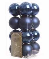 Mystic christmas blauwe kerstversiering kleine kerstballen pakket 16 stuks