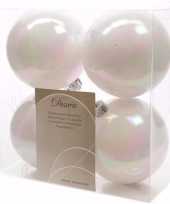 Mystic christmas witte kerstversiering kerstballen pakket 4 stuks