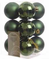 Nature christmas groene kerstversiering kerstballen pakket 12 stuks