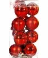 Rode mini kerstballen 12 stuks