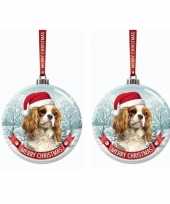 Set van 2x stuks glazen kerstballen cavalier king charles spaniel hondje