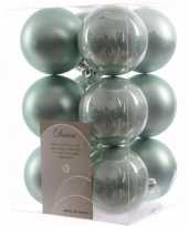 Sweet christmas mintgroene kerstversiering kerstballen pakket 12 stuks
