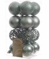 Sweet christmas mintgroene kerstversiering kerstballen pakket 16 stuks