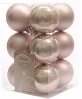 Sweet christmas roze kerstversiering kerstballen pakket 12 stuks