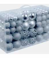 Zilveren plastic kerstballen 100 stuks